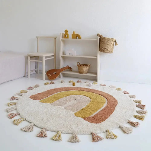 Alfombra Infantil 110 cm RAINBOW TOFFEE Algodón Lavable en lavadora