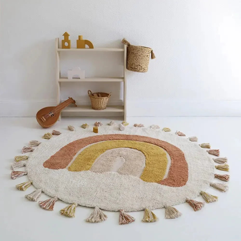 Alfombra Infantil 110 cm RAINBOW TOFFEE Algodón Lavable en lavadora