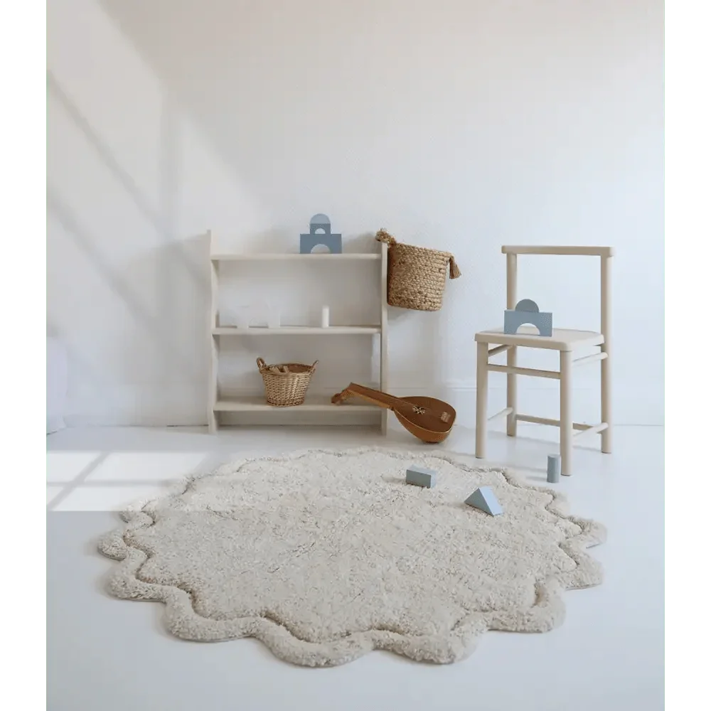 Alfombra Infantil 110 cm SWEET APRIL ECRU Algodón Lavable en lavadora