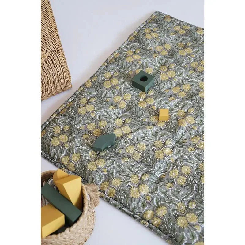 Alfombra bebe de juegos infantil algodón estampada fleurs FIDELIA 100x100