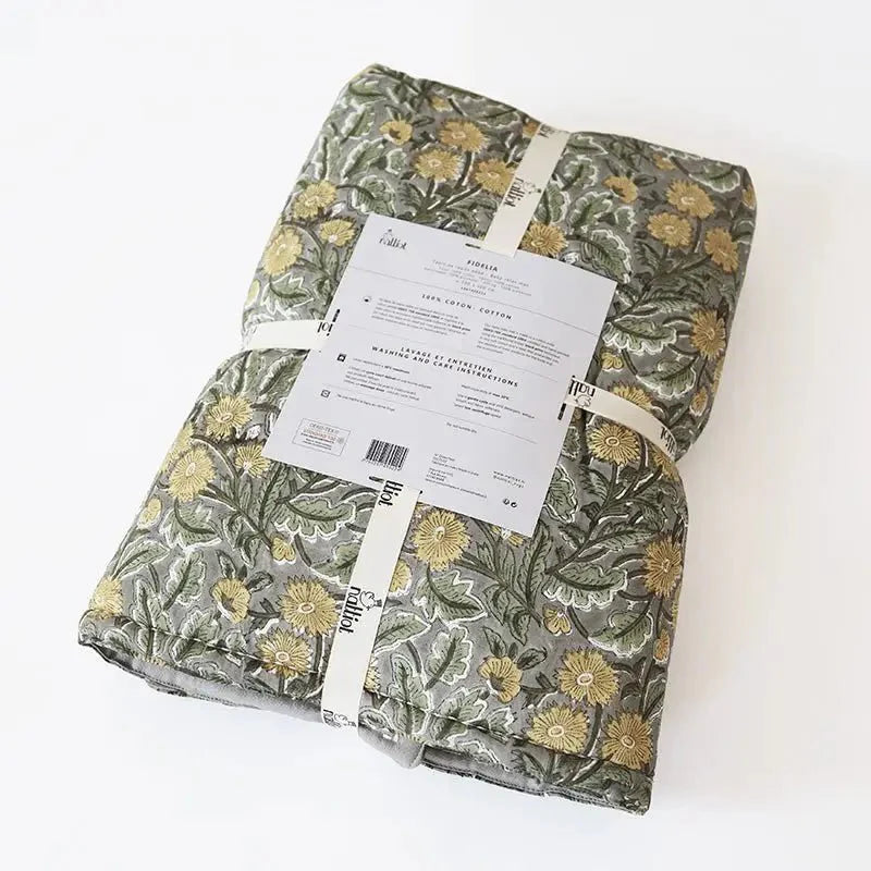 Alfombra bebe de juegos infantil algodón estampada fleurs FIDELIA 100x100