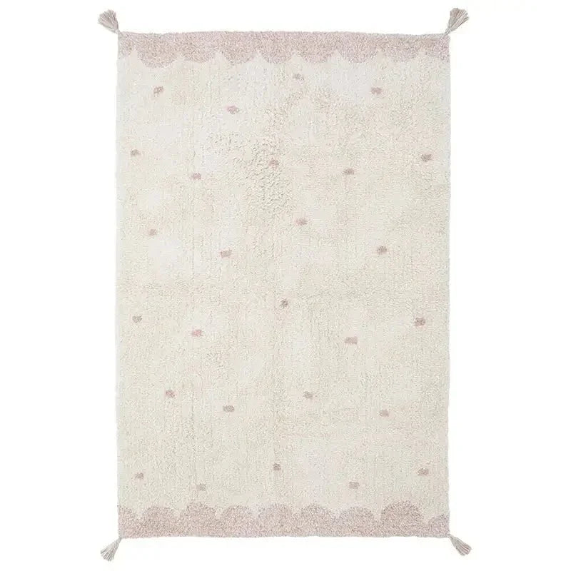Alfombra de algodón lavable para dormitorio infantil con lunares MINNA 100x150