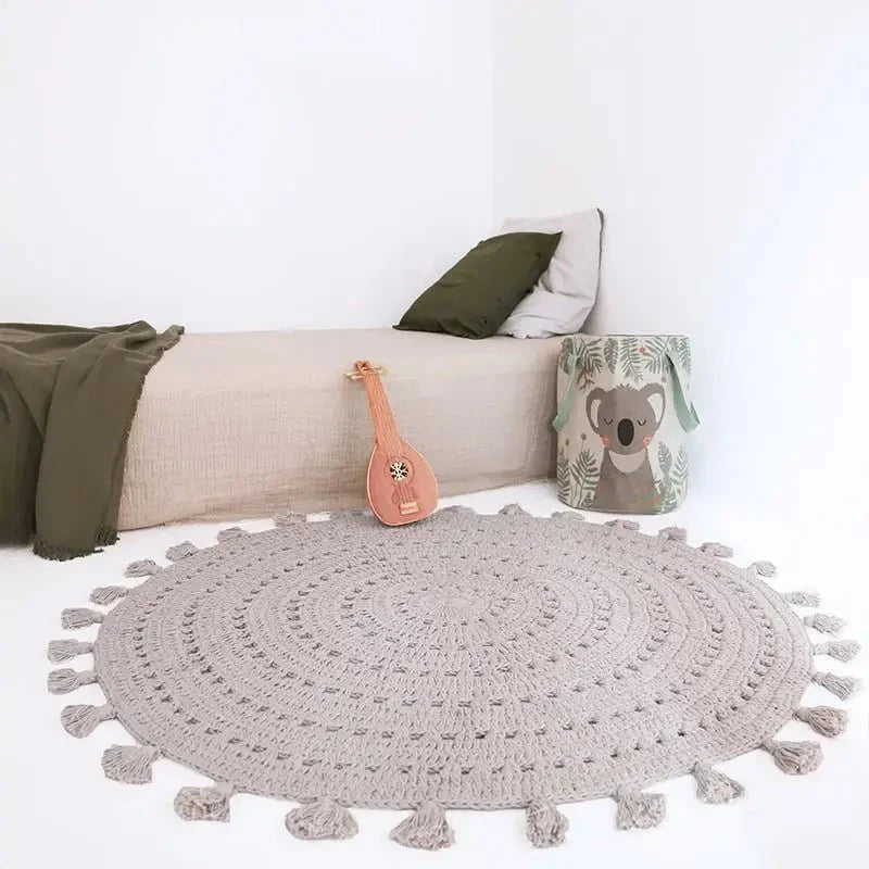 Alfombra infantil de algodón crochet NILA GRIS PERLE