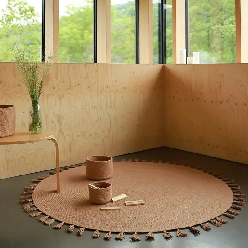 Alfombra de habitación infantil redonda pompones LISETTE 140cm