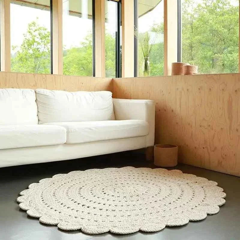 ALMA ECRU L Alfombra Infantil Crochet 150cm