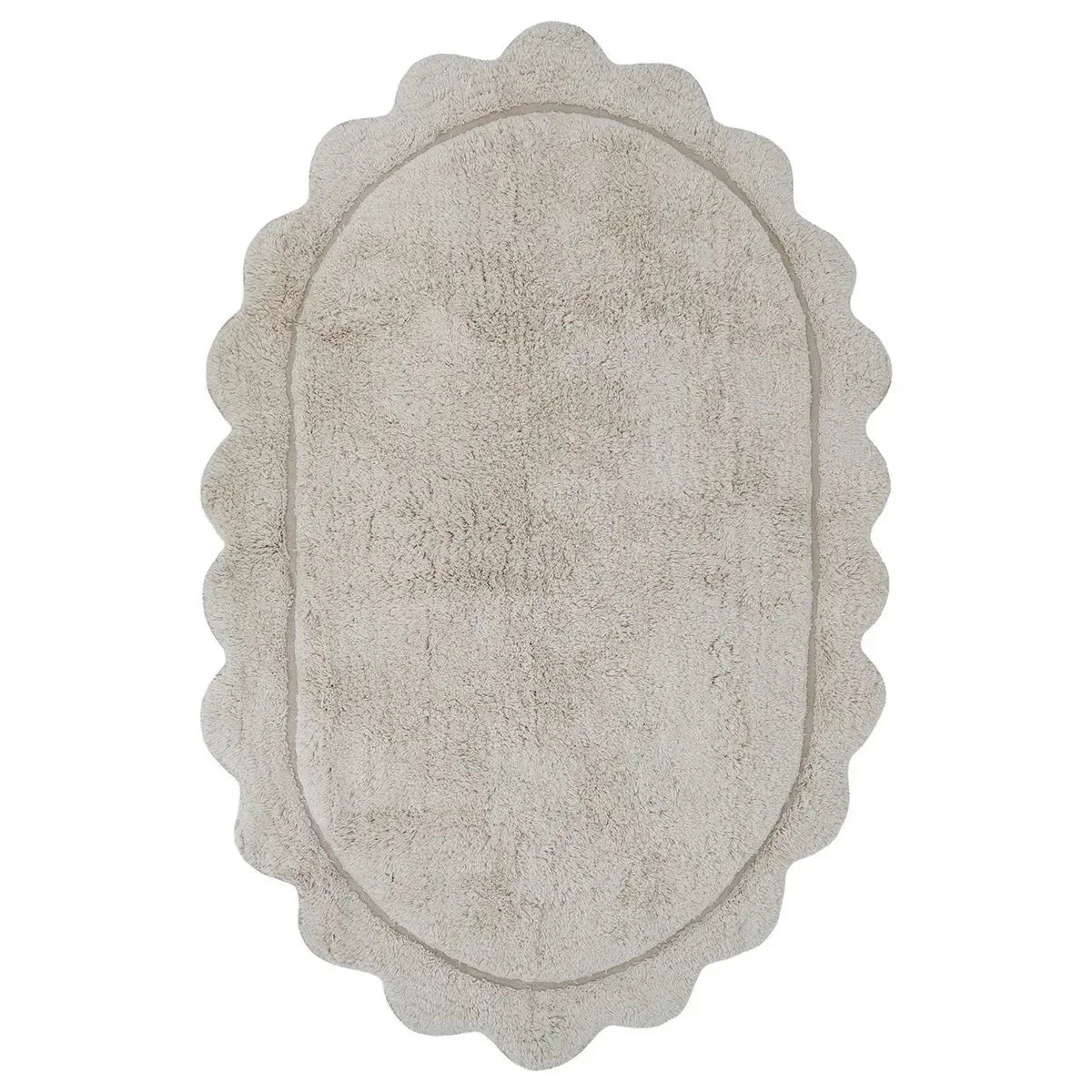 Alfombra infantil ovalada MARISA color crudo con borde en ondas 100x150cm