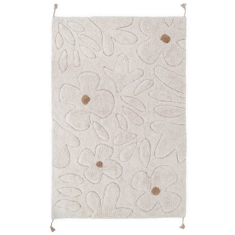 Alfombra infantil de algodón lavable con estampado de flores GENTLE FLORA Algodón Lavable en lavadora