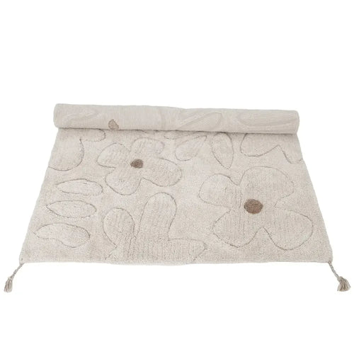 Alfombra infantil de algodón lavable con estampado de flores GENTLE FLORA Algodón Lavable en lavadora