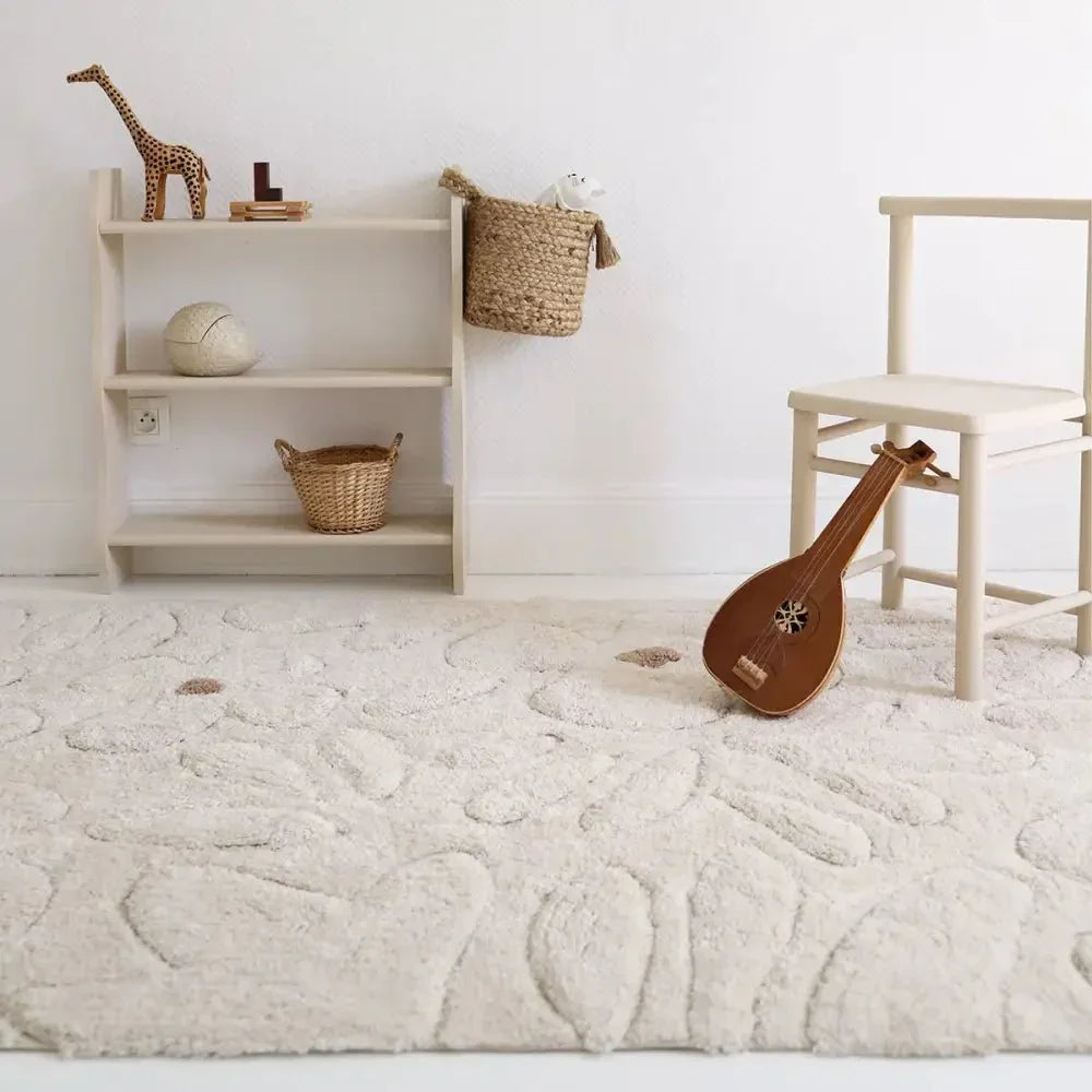 Alfombra infantil de algodón lavable con estampado de flores GENTLE FLORA Algodón Lavable en lavadora