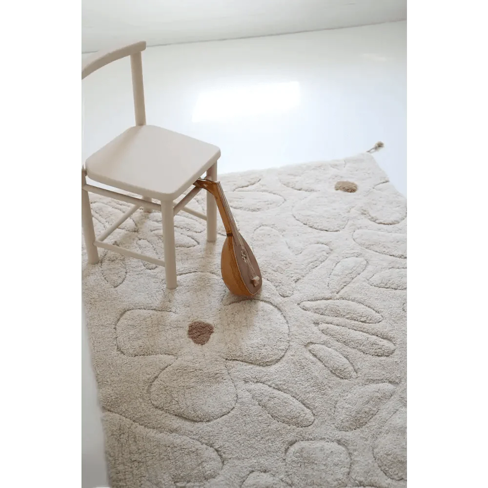 Alfombra infantil de algodón lavable con estampado de flores GENTLE FLORA Algodón Lavable en lavadora