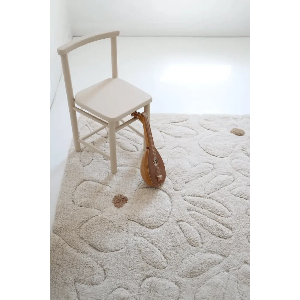 Alfombra infantil de algodón lavable con estampado de flores GENTLE FLORA Algodón Lavable en lavadora