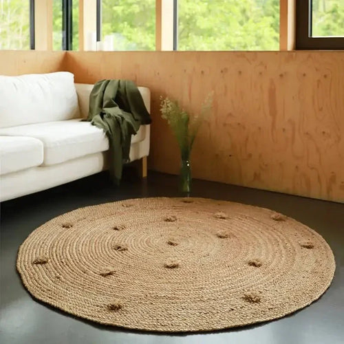 Alfombra de jute con pompones SISKA 140cm