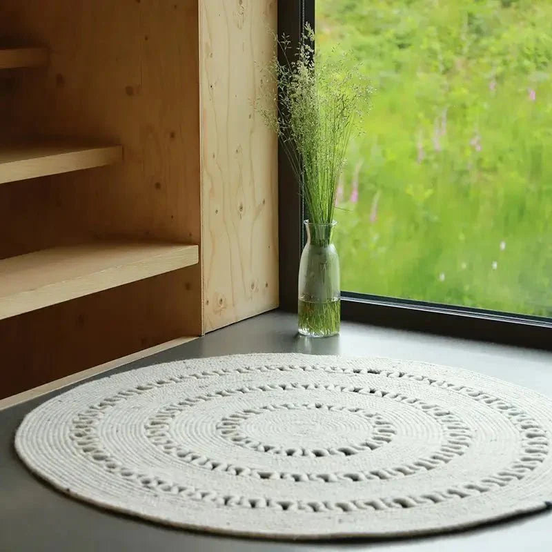 Alfombra de lana redonda BIBEK NATUREL S