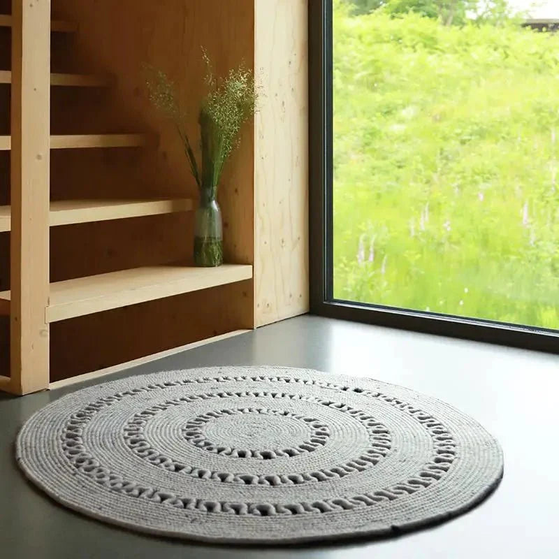 Alfombra de lana redonda BIBEK GRIS M