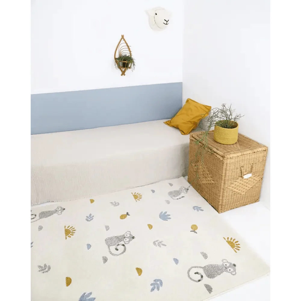 Alfombra infantil LITTLE WILD MONKEY MIEL M 120x170