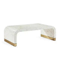 Natural Stripe Waterfall Bone Inlay Coffee Table with Brass Leg