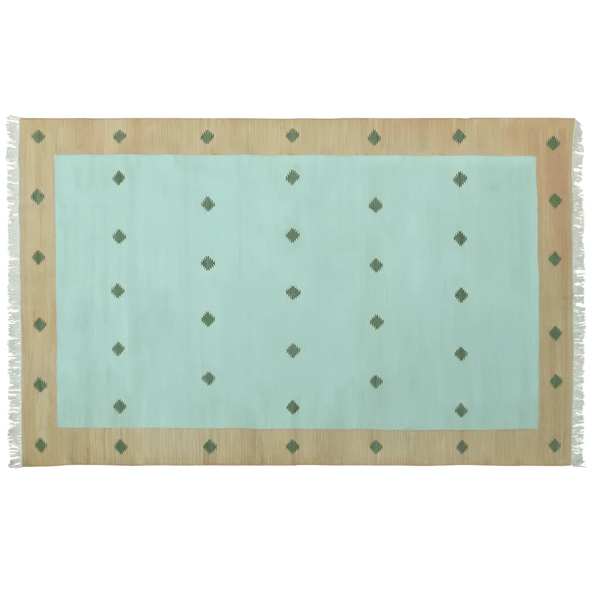 Natural Vegetable Dyed Indian Dhurrie Reversible Cotton Rug - Mini Diamond Pastel