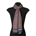 Navy Blue and Red Geometric Scarf - Islamic Art Inspiration Mirath