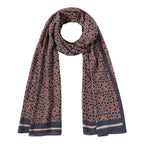 Navy Blue and Red Geometric Scarf - Islamic Art Inspiration Mirath
