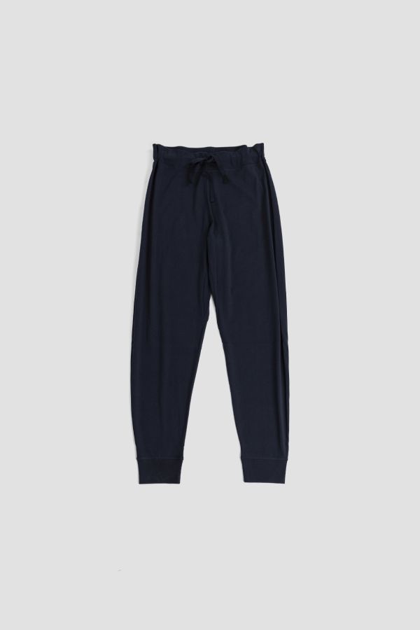 Handvaerk Hand-Knit Jersey Joggers — Navy
