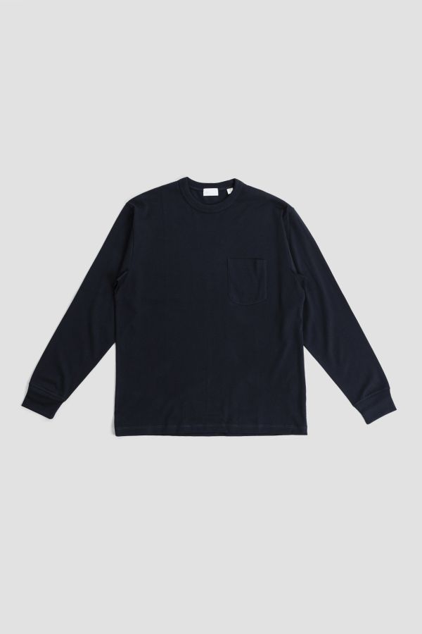 Handvaerk Long-Sleeve Pocket T-Shirt — Navy