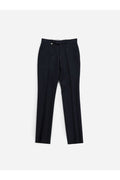 Burberry High-Waist Wool Trousers — Navy