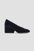 Comme des Garçons Velvet Block Heel Pump — Navy