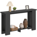 63" Farmhouse Console Table with Storage Shelf and Thickened Top, Distressed Black
