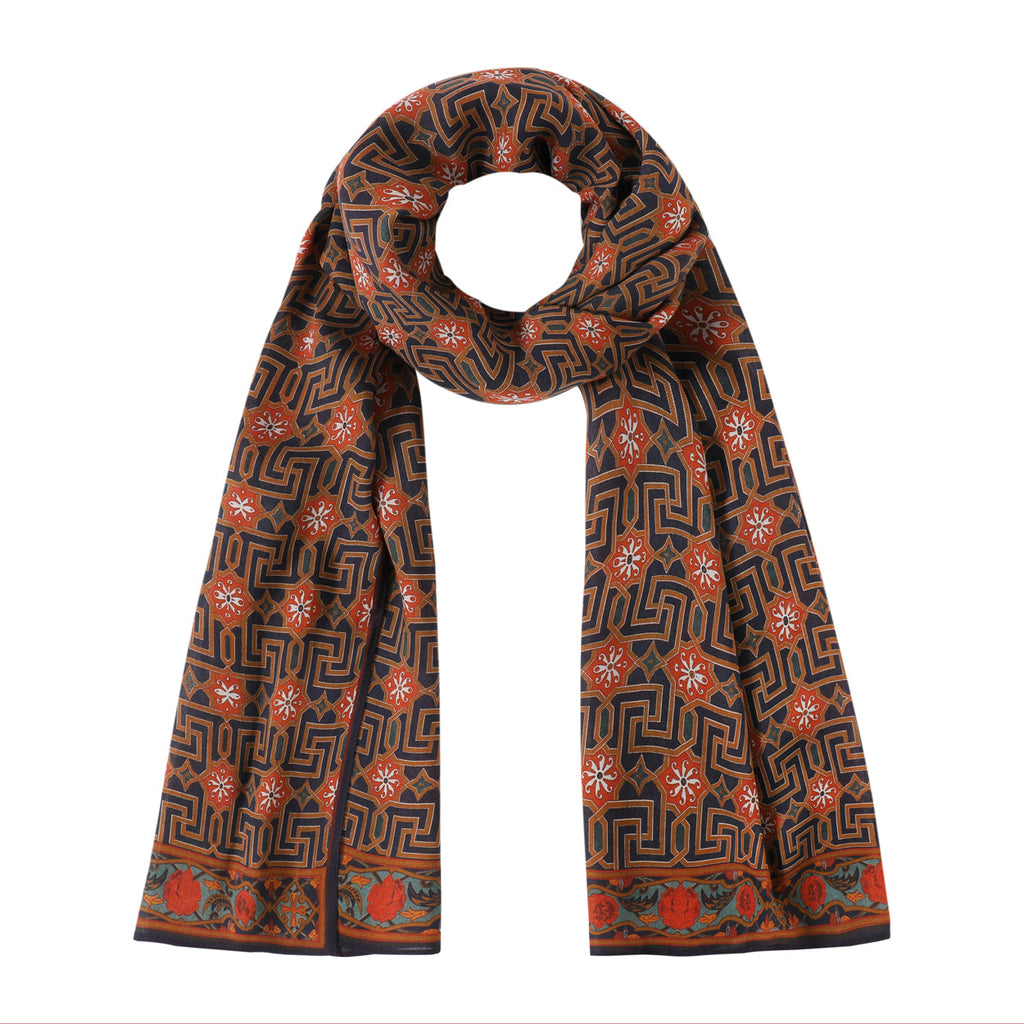 Scarf with Islamic Art-Inspired Geometric Print Lyabi