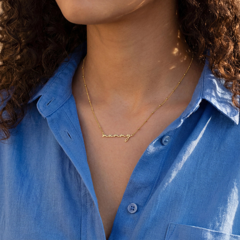 24ct Gold or Solid Silver Name Necklace - 925 Solid Silver / Style 3