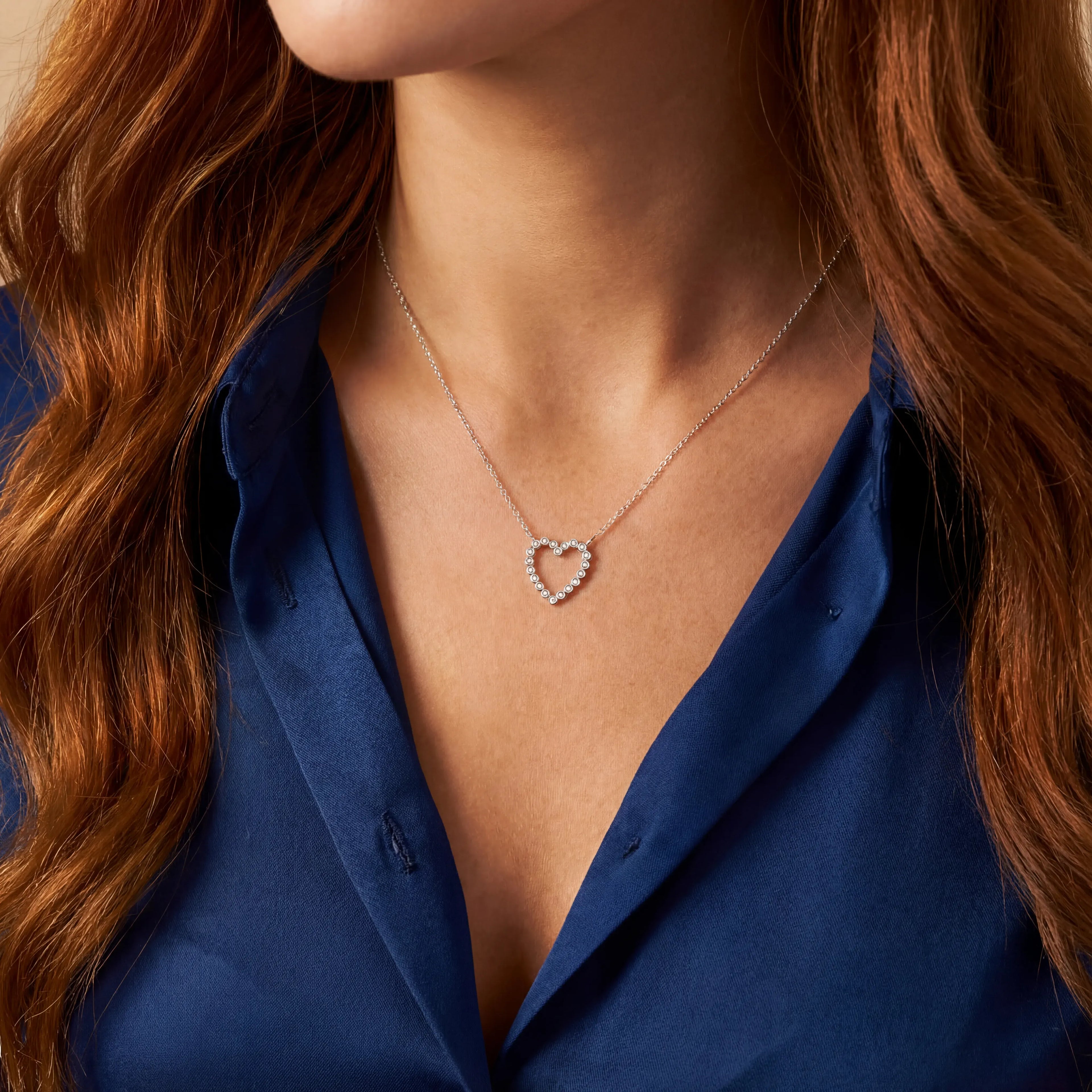 Cubic Zirconia Heart Necklace - 14ct Gold