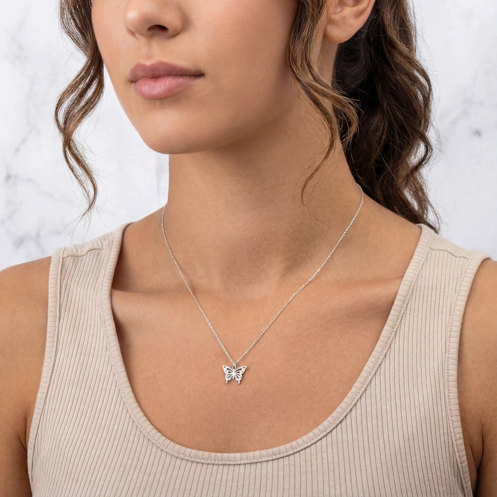 Butterfly Pendant Necklace - Sterling Silver / Style 1