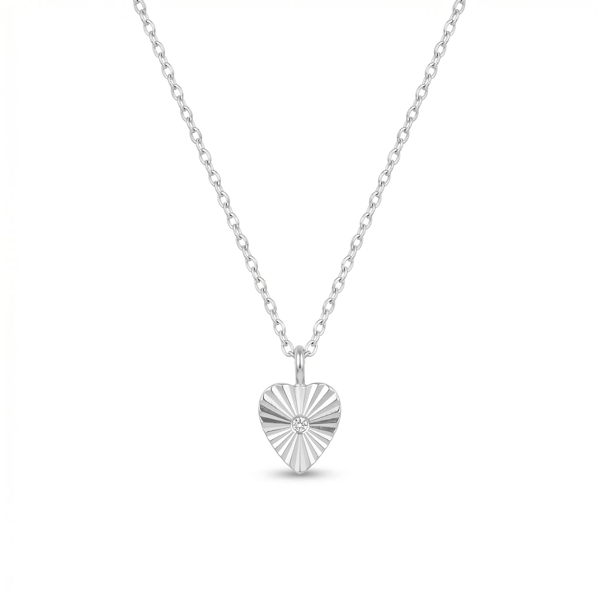 Crystal Cut Heart Necklace - Gold-plated