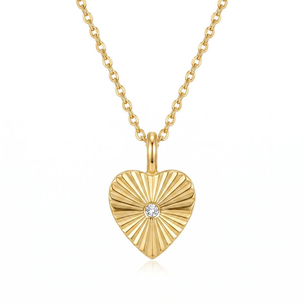 Crystal Cut Heart Necklace - Gold-plated