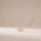 Double Name with Lotus Flower Necklace - Sterling Silver / Style 3
