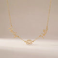 Double Name with Lotus Flower Necklace - Sterling Silver / Style 1