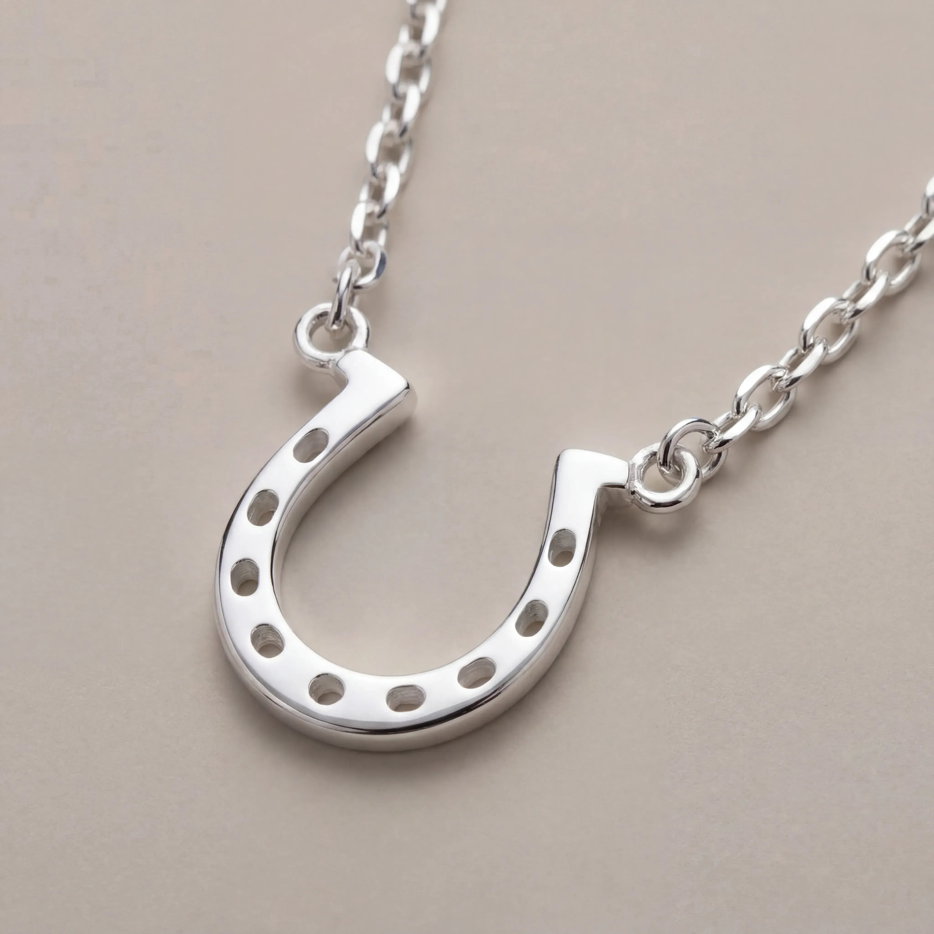Horseshoe Pendant Necklace - Solid Silver / Style 2