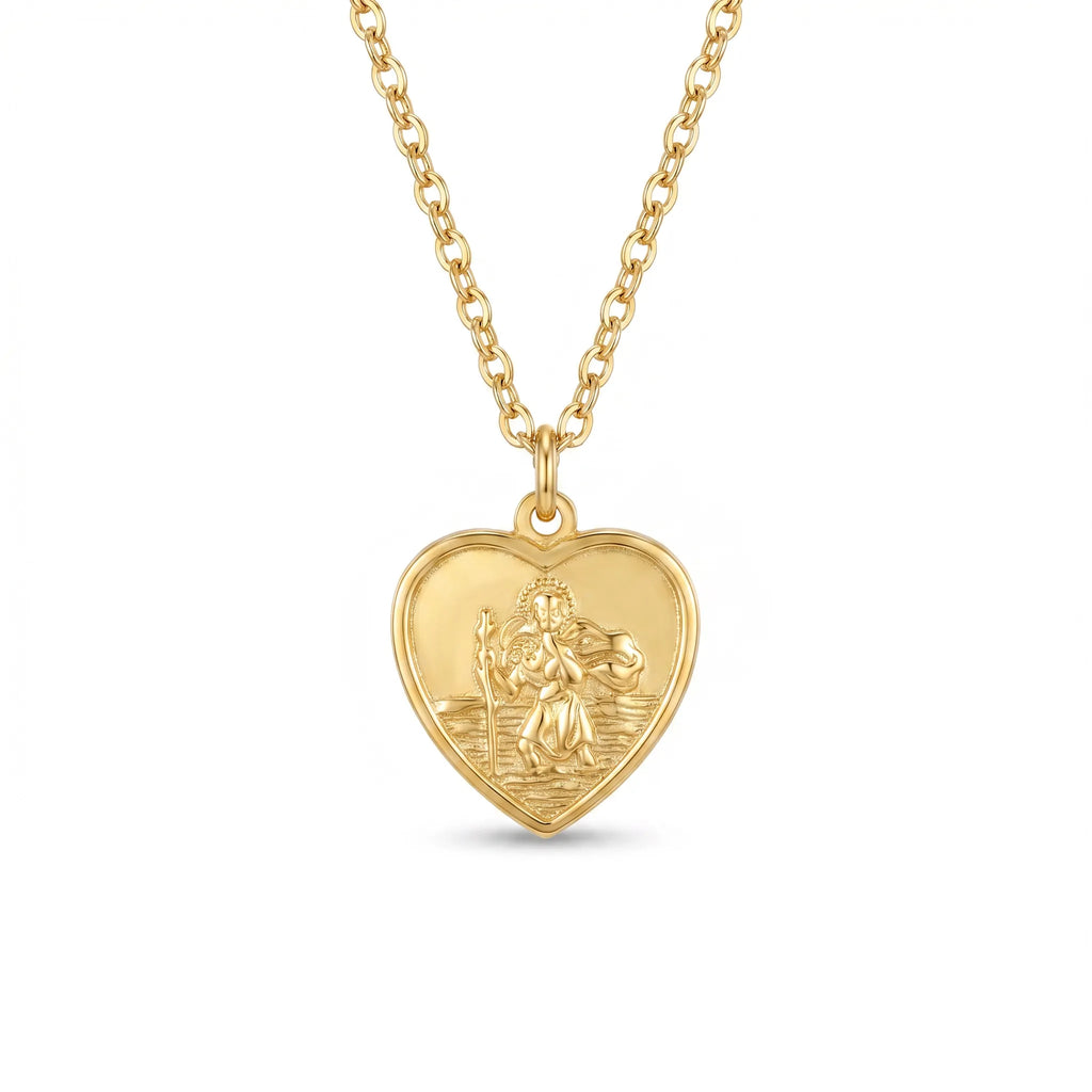 Large St Christopher Heart Necklace