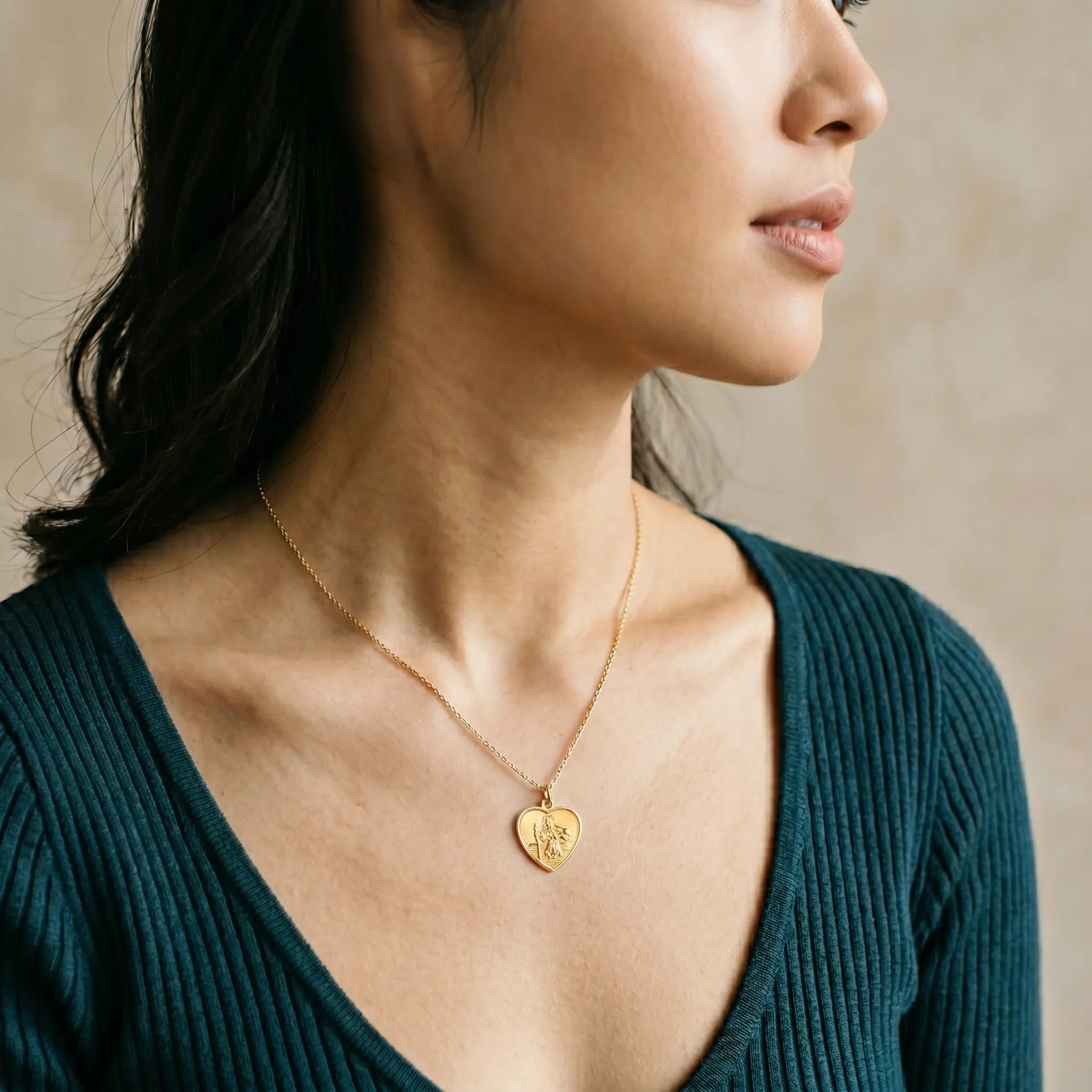Large St Christopher Heart Necklace