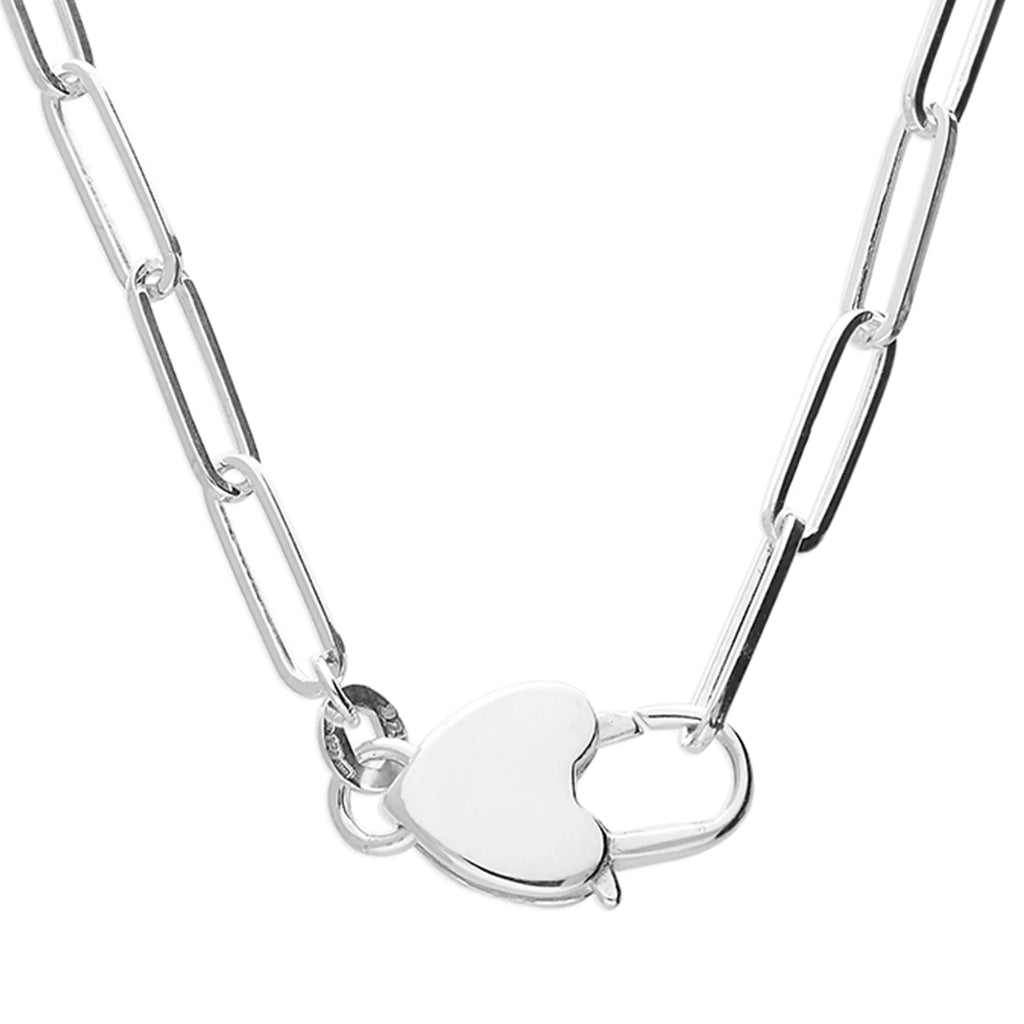 Paperclip Chain with Heart Padlock