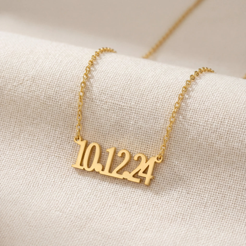 Personalised Date of Birth Necklace - Sterling Silver / Style 3