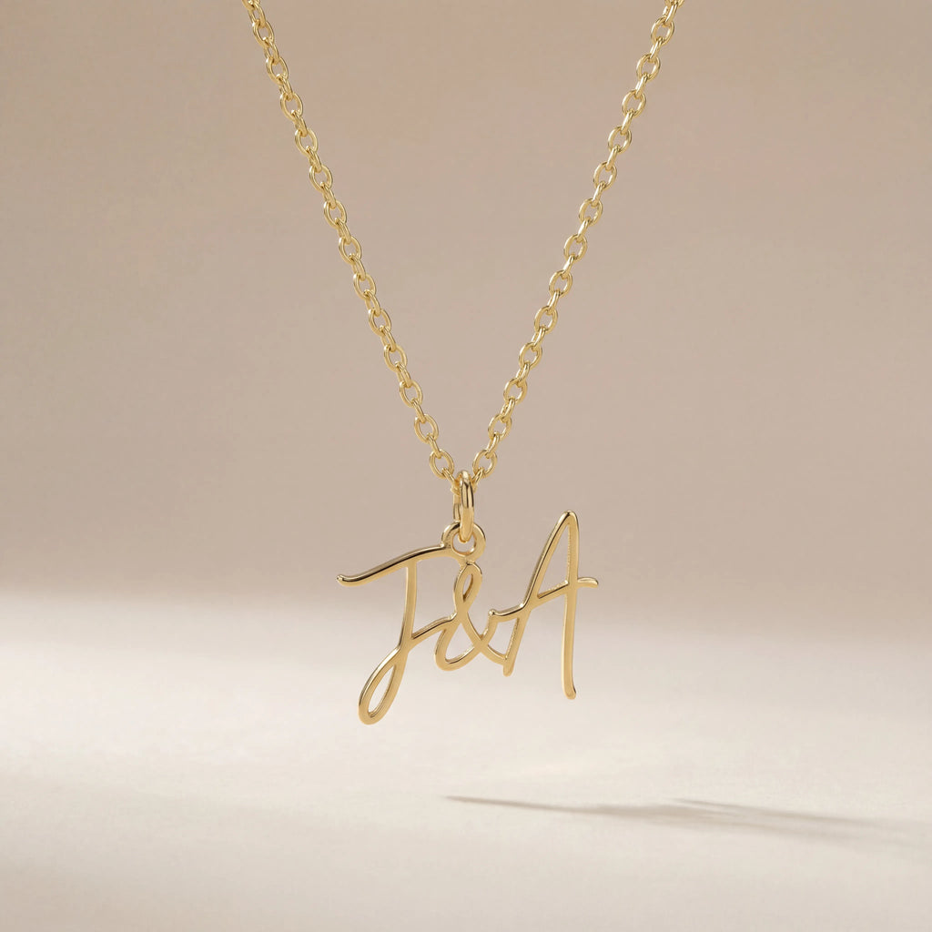 Personalised Double Letter Initial Necklace - 18ct Gold / Style 2