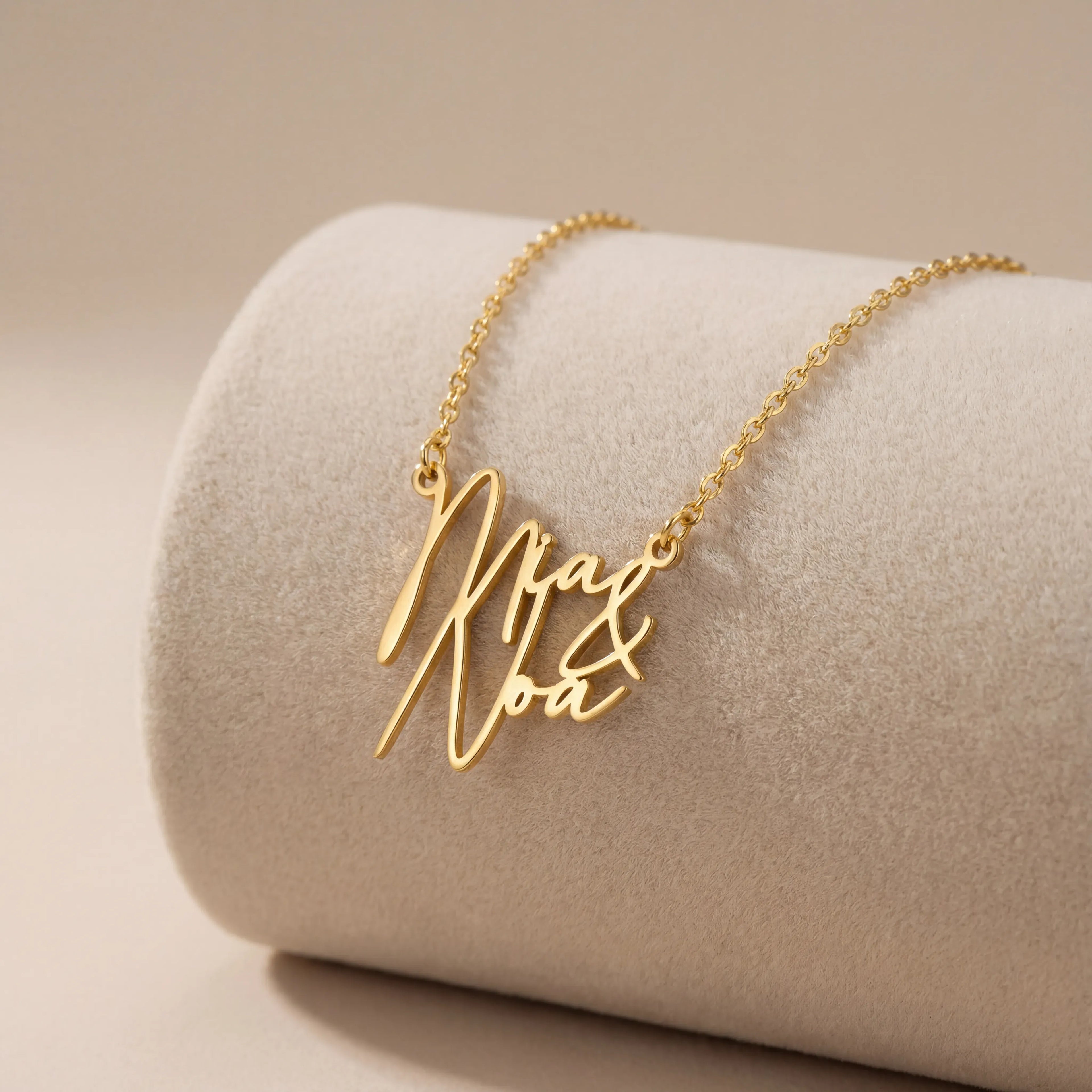 Stacked Double Name Necklace - Vermeil / Style 1