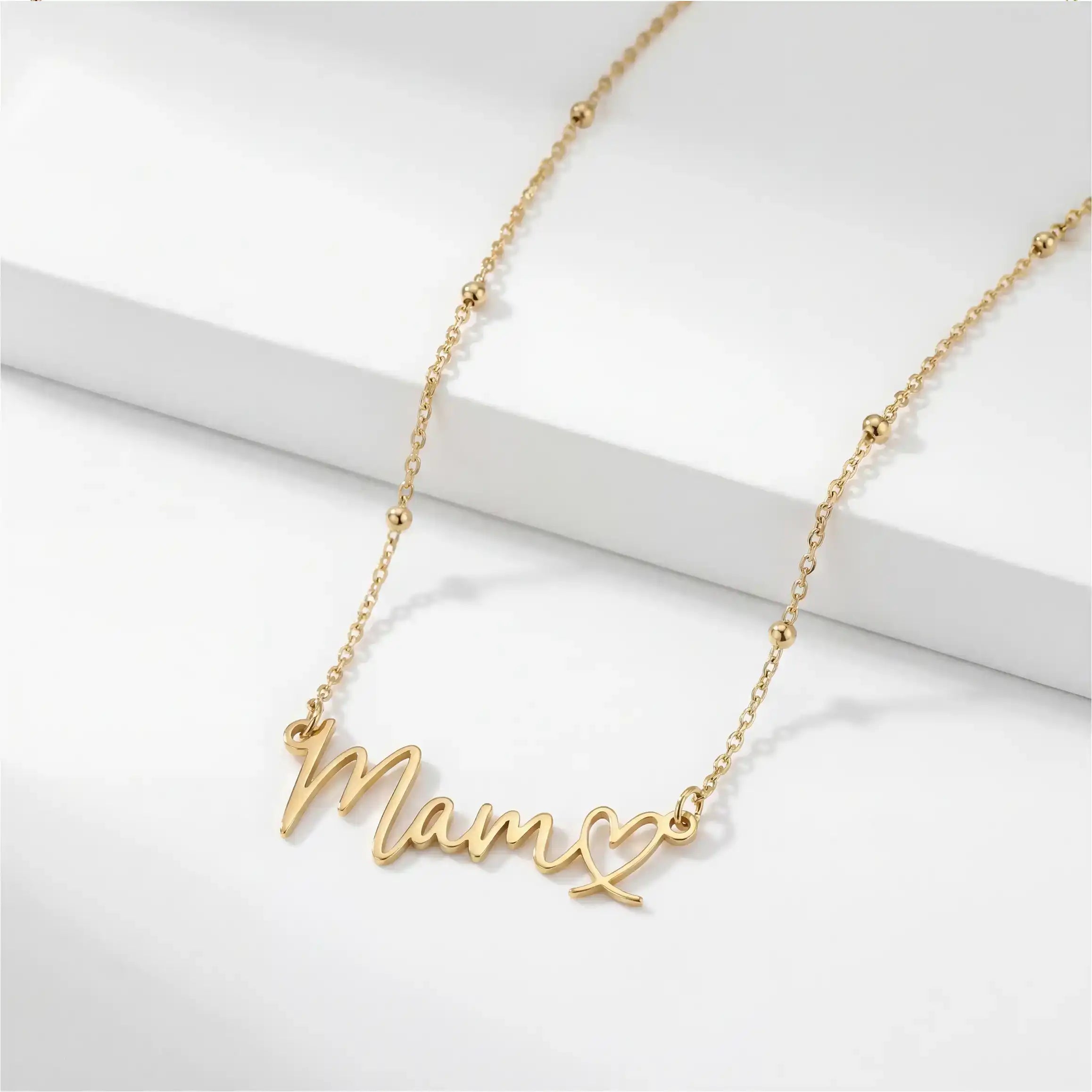 Personalised Mam Heart Necklace - 18ct Gold / Style 1