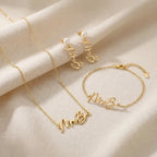 Personalised Mrs Necklace, Bracelet & Earrings | 3 Piece Jewellery Set - Solid Silver / Style 2