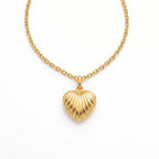 Ribbed Heart Necklace