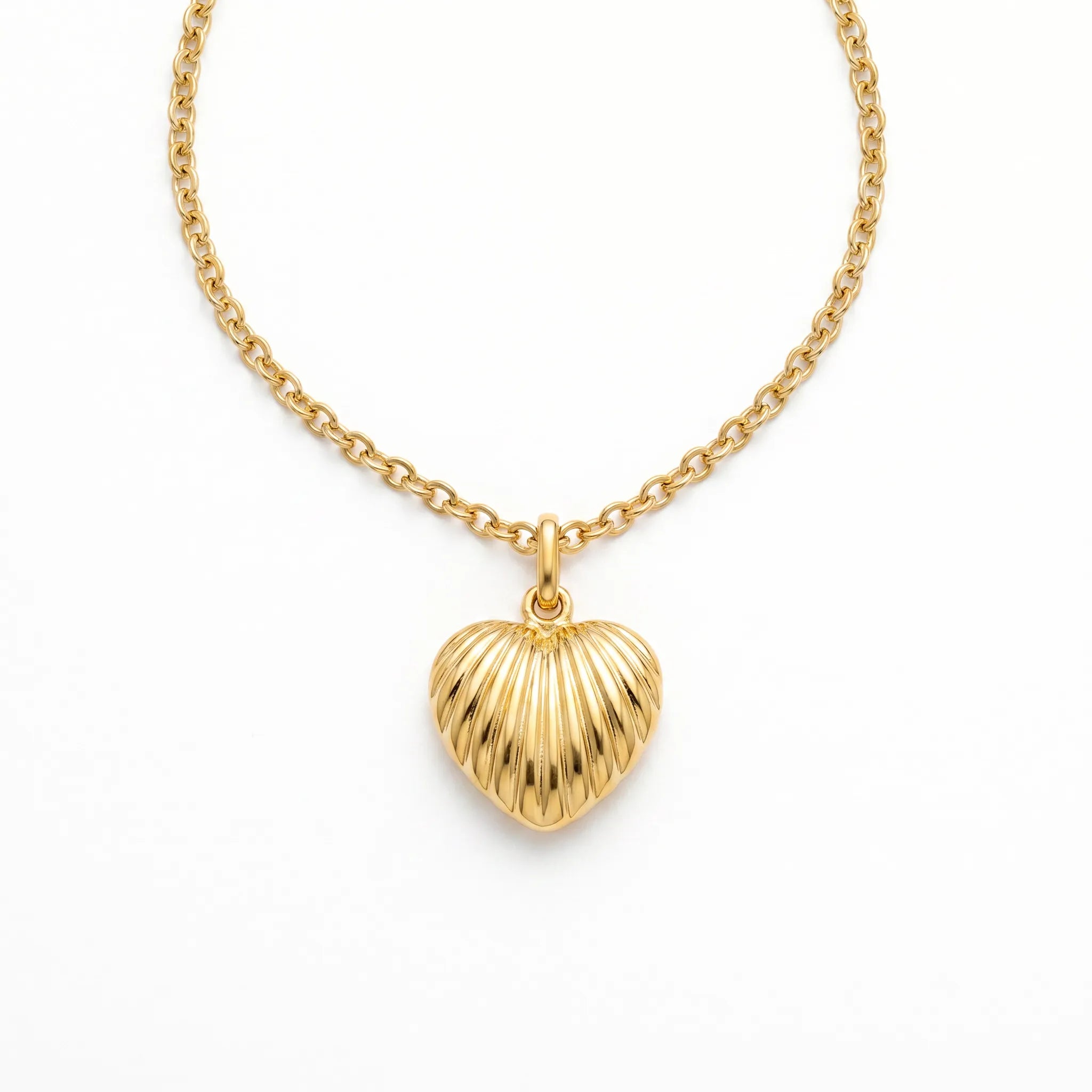 Ribbed Heart Necklace