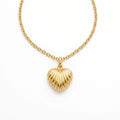 Ribbed Heart Necklace - Gold-plated