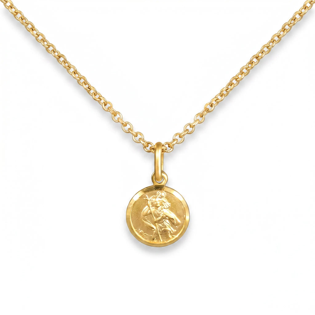 St Christopher Medallion Necklace - Sterling Silver