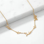 Triple Name Necklace with Two Stars - Vermeil / Style 2